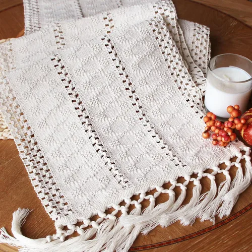 Vista 12 de FEXIA Camino de Mesa Negro con Borlas de 72 Pulgadas Macramé Boho Estilo Granja Camino de Mesa para Decoración de Dormitorio y Comedor