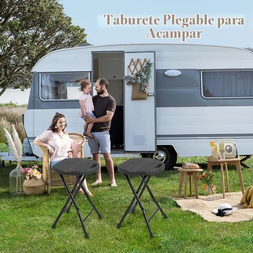 Vista 2 de COOZMENT Taburete plegable con asa, taburete de campamento portátil resistente de 550 libras, taburete plegable con pies antideslizantes
