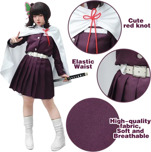 Vista 2 de C-ZOFEK Disfraz de cosplay para mujer con cuerda blanca y cinturón para fiesta de Halloween