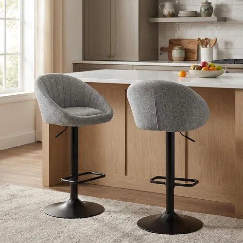 Vista 9 de CIMOTA Juego de 2 taburetes de bar ajustables giratorios modernos, sillas de bar con respaldo para comedor, isla de cocina, bar en casa, altura