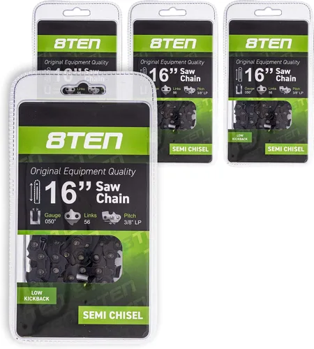 Vista 6 de 8TEN Cadena de motosierra para Husqvarna 136 137 141 142 240 Echo 501847052 Echo 91PXL52CQ 16 pulgadas .050 3/8 56DL paquete de 2