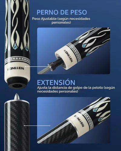 Vista 4 de KONLLEN Maple Pool Cue Stick – Low Deflection Performance Billiard Cue for Adults, Professional Play AK-D1-1st-12.2