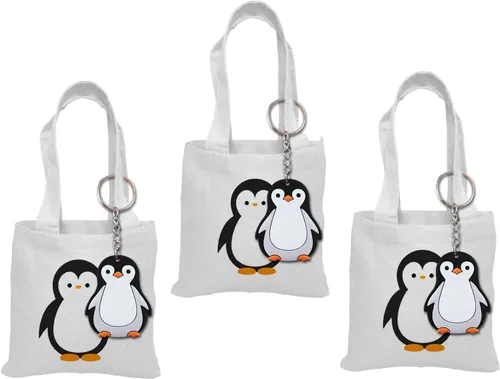 Vista 4 de Paquete de 24 llaveros de pingüino para amantes de los animales del Ártico polar de invierno, llaveros de pingüino para amantes de los animales