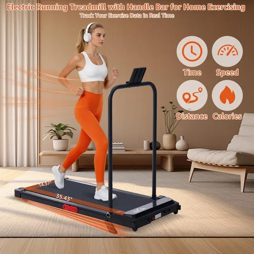 Vista 12 de Walking Pad Treadmill with Handle Bar, 3.0HP Portable Electric Treadmills for Exercising, 0.6-7.6MPH Mini Walking Pad Treadmill with Incline, Under