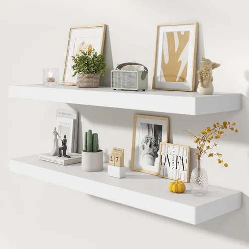 Vista 83 de FLYJOE Estantes flotantes negros de 12 x 12