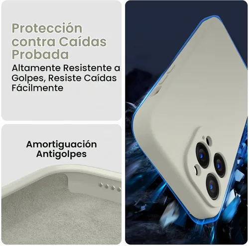Vista 4 de FireNova Funda diseñada para iPhone 13 Pro Max, funda de silicona [protección de cámara] con [2 protectores de pantalla], forro interior de Piedra