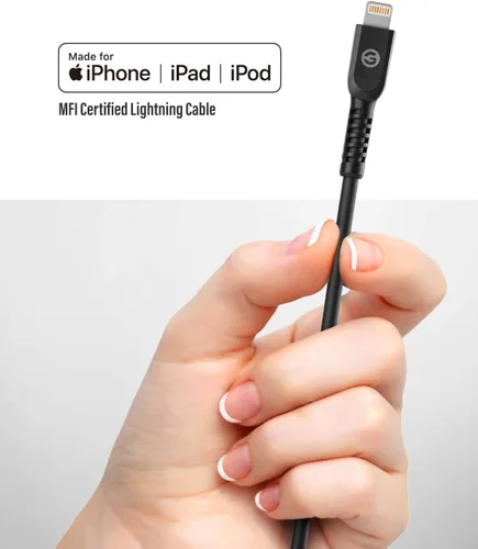 Vista 2 de Galvanox Cargador de iPhone compatible con iPhone 11/12/13 (certificado Apple MFi) Cable USB C a Lightning de 5 pies con adaptador de corriente