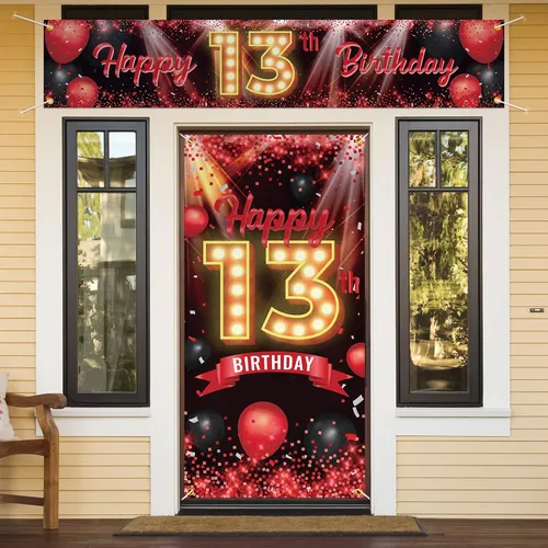 Vista 29 de Juego de carteles de feliz cumpleaños 10 para puerta, porche, decoraciones de cumpleaños de 10 años, suministros de fiesta para mujeres y hombres