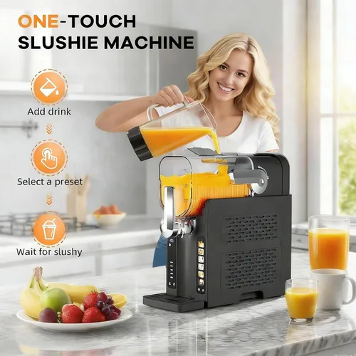 Vista 5 de Garvee Máquina de granizado para el hogar, no necesita hielo, máquina de bebidas congeladas con pantalla LED y 6 programas preestablecidos, función