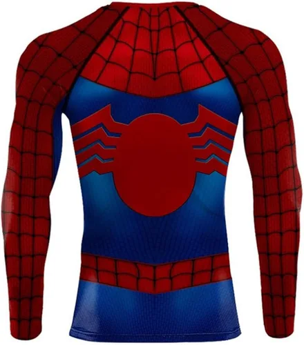 Vista 2 de Camiseta deportiva elástica, ajustada, de secado rápido, diseño de superhéroe en 3D, para cosplay