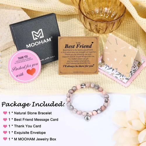 Vista 7 de M MOOHAM Natural Stone Initial Bracelets for Girls, Gifts for DaughterGranddaughterDaughter in LawSisterSister in LawFriend - Christmas Birthday