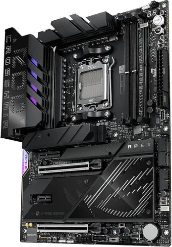 Vista 17 de ASUS ROG Crosshair X870E APEX AMD X870E AM5 ATX Placa Base, AI Avanzado Listo para PC, 18+2+2 Etapas, DDR5, Ventilador de Memoria ROG, Tarjeta ROG