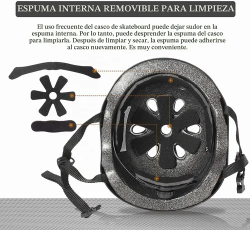Vista 2 de Casco de patineta con resistencia a impactos y ventilación para jóvenes y adultos