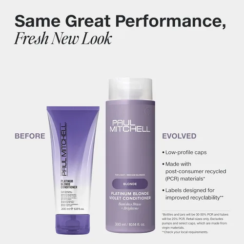 Vista 2 de Paul Mitchell Platinum Blonde Violet Conditioner, Banishes Brass + Brightens, Ideal for Light to Medium Blonde, Silver, Gray or White Hair