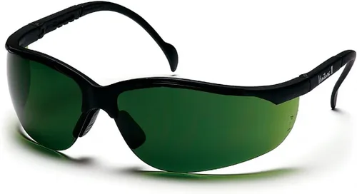 Vista 22 de Pyramex Venture II Safety Eyewear, Indoor/Outdoor Mirror Anti-Fog Lens Lente de espejo de E/S/marco azul metálico