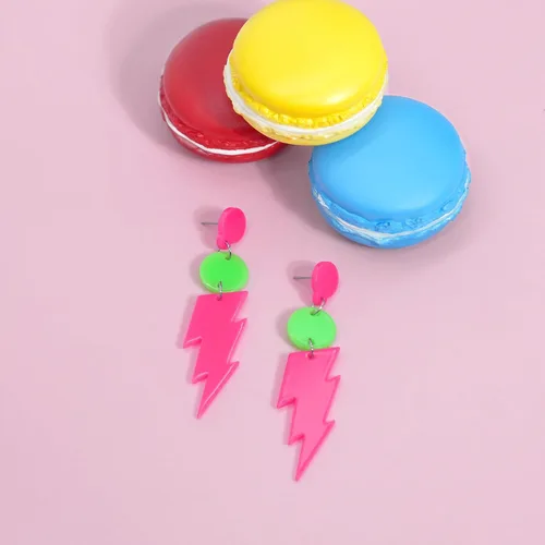 Vista 6 de Aretes de neón con cinta de casete retro de los años 80 y 90 para mujer, juego de aretes de radio acrílicos para accesorios de los años 80 y 90