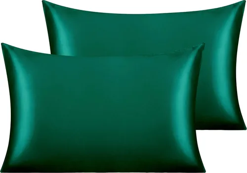 Vista 104 de NTBAY Paquete de 2 fundas de almohada estándar de satén para cabello y piel, lujosas y sedosas fundas de almohada con cierre de sobre, 20 x 26