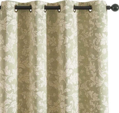Vista 19 de jinchan Cortinas 80% opacas para dormitorio, cortinas con patrones geométricos para sala de estar, tratamientos de ventana para oscurecer
