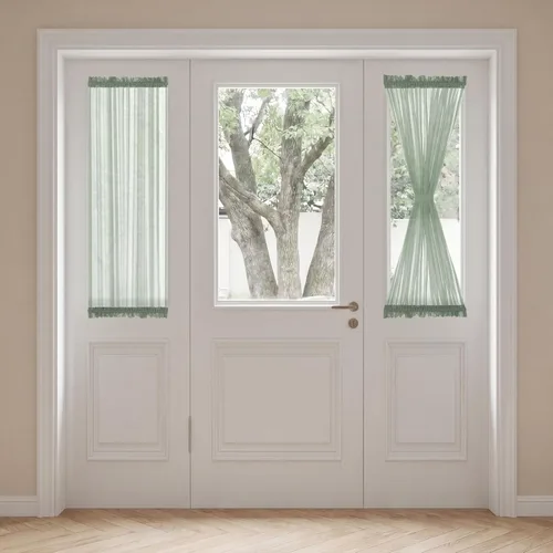 Vista 31 de H. Versailtex Lino Natural y Poly semi-láminas Premium suaves y ricos materiales paneles de cortina con abrazadera ajustable para patio Gris