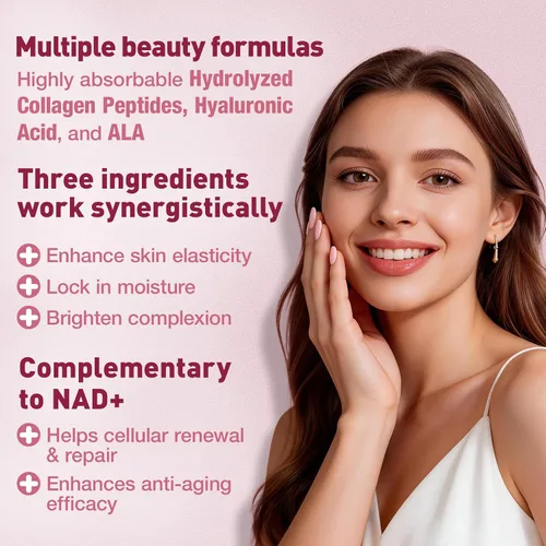 Vista 6 de Totaria Suplemento NAD+ para mujeres - Suplemento NAD Trans-Resveratrol con magnesio, CoQ10, PQQ, Ashwagandha, péptido de colágeno - Alternativa NMN