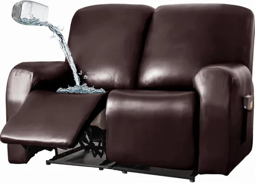 Vista 11 de JOKIVTOU Funda elástica de piel sintética para sofá reclinable de 1/2/3 asientos, con bolsillos laterales, impermeable, funda para sofá reclinable