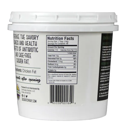 Vista 2 de Grasa de pollo gourmet renderizada Tina de 1.5 libras Grasa para cocinar y hornear apta para paleo por Cornhusker Kitchen
