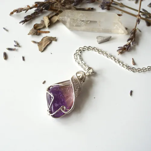 Vista 12 de Collar de cristal de piedra natal alternativo para mujer y hombre - plateado