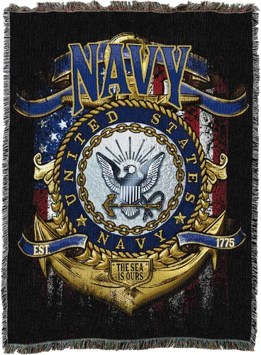 Vista 2 de Pure Country Weavers PCW - Manta fuerte de la Marina de los Estados Unidos, manta militar de regalo, tejida de algodón, fabricada en los Estados
