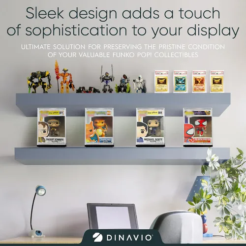 Vista 5 de Dinavio Crafthouse Funko Pop Protector – vitrina de acrílico – Diseño apilable resistente – Estuche de 0.157 in para figuras de vinilo de 4 pulgadas