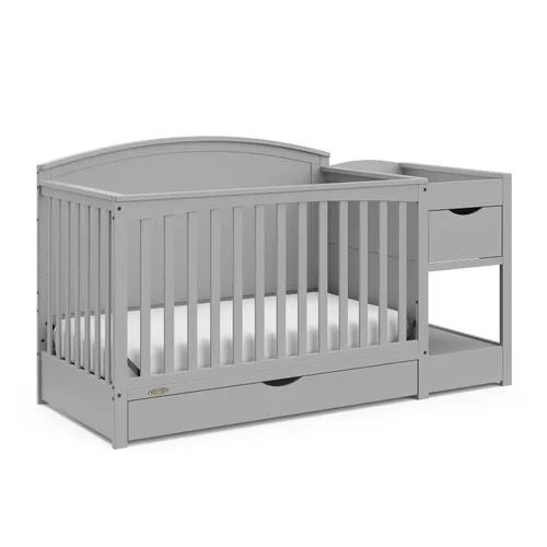 Vista 19 de Graco Bellwood - Cuna convertible 5 en 1 y cambiador con cajón (negro) - Certificado GREENGUARD Gold, cajón de almacenamiento de tamaño completo, se