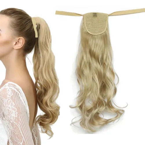 Vista 18 de Extensiones de cabello sintético de 20 pulgadas, 3.17 oz, ondulado, rizado, resistente al calor, fibra sintética para mujer