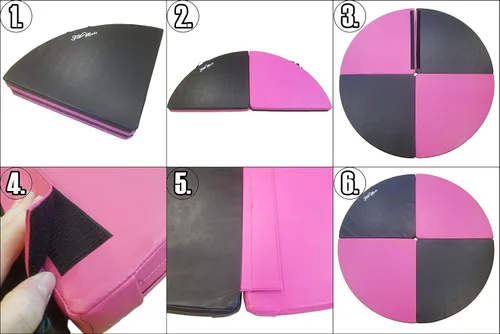 Vista 8 de Cojín circular plegable de 5 pies de ancho para ejercicio y bastón de baile. Alfombrilla de seguridad de espuma EPE reticulada portátil con cubierta