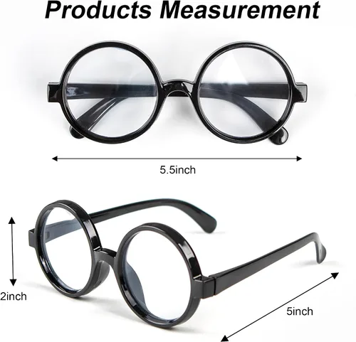 Vista 5 de Gafas de mago Lentes redondos de nerd Shapped, accesorios de gafas de disfraz de Halloween para disfraces, concurso de disfraces, disfraz