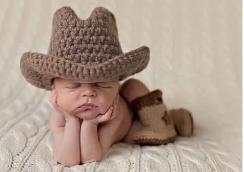Vista 2 de Traje unisex de fotografía para recién nacido, sombrero de vaquero con zapato, disfraz de sesión de fotos para niños y niñas, Varios