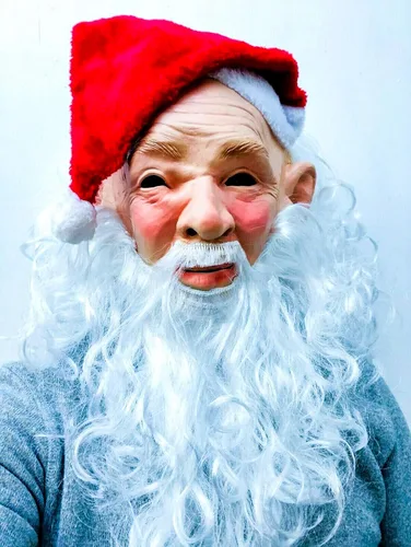 Vista 5 de HENGYUTOYMASK Máscara realista de látex de Papá Noel de Navidad, máscaras completas para cosplay, fiesta de Halloween, disfraz para adultos