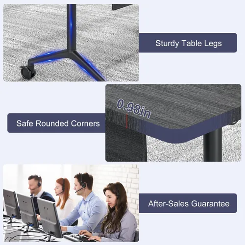 Vista 7 de 2Pack Folding Conference Table, 47.2in Modular Training Table with Wheels Black Sandalwood