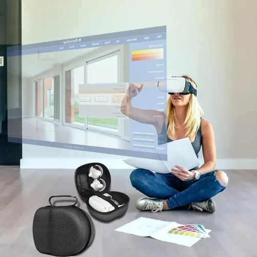 Vista 7 de Fundas de transporte de realidad virtual compatibles con Oculus Quest 2 bolsa de almacenamiento rígida impermeable compatible con accesorios Quest 2