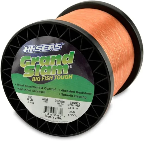 Vista 27 de HI-SEAS Grand Slam - Sedal de pesca de monofilamento, fuerte y resistente a la abrasión, en agua dulce y salada transparente, rosa, verde, azul