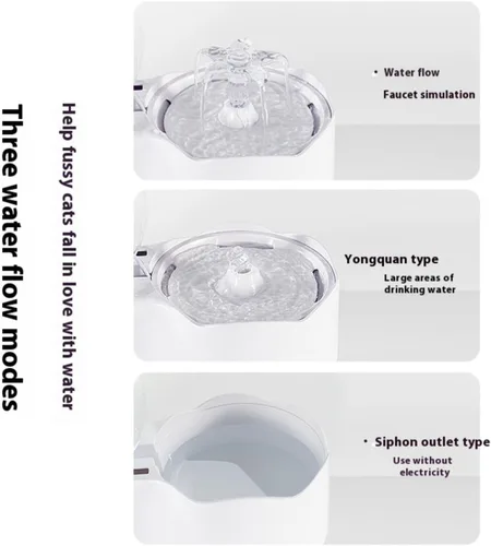 Vista 6 de Dispensador de agua y alimentos para gatos, alimentador automático 2 en 1, fuente de agua, juego de cuencos de comida de 78 oz/2.3 L, dispensador