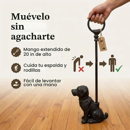 Vista 2 de LuLu Decor, Tapón decorativo para puerta de perro de hierro fundido con mango