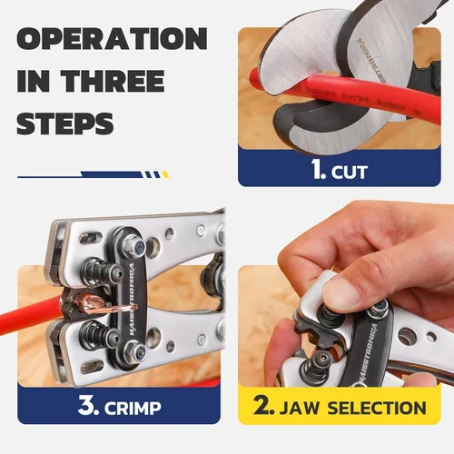 Vista 7 de haisstronica Kit de herramientas de engaste de cable de batería resistente, trinquete hexagonal de mango extendido para terminales de cobre