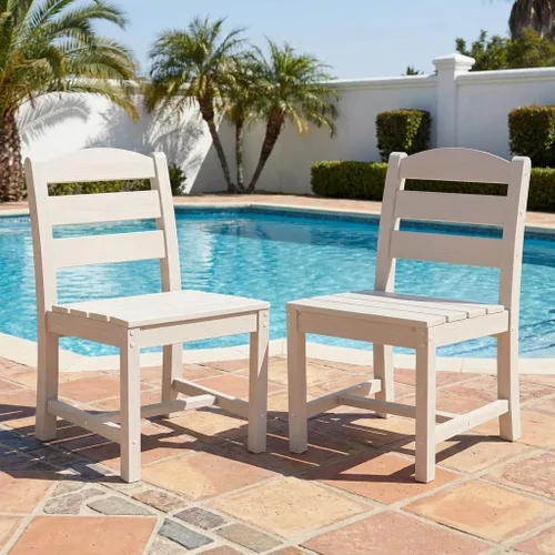 Vista 16 de SERWALL Outdoor HDPE Armless Dining Chairs Set of 2,All-Weather Use,Black Negro