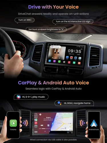 Vista 4 de ATOTOZONE A5L - Radio de coche de doble DIN Android en el tablero estéreo para automóvil con CarPlay/Android Auto, seguimiento