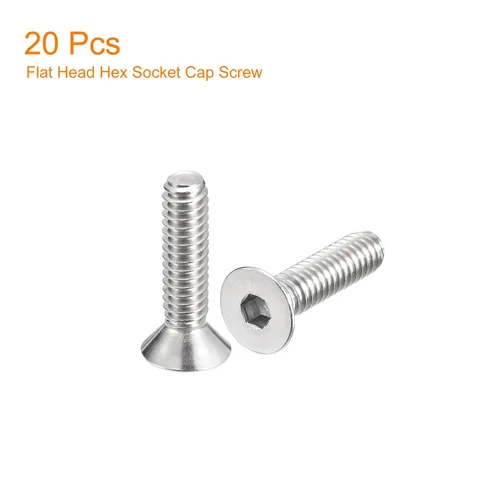 Vista 3 de uxcell Tornillos de cabeza avellanada plana 1/4-20x1, 20 tornillos de cabeza plana de acero inoxidable 304, rosca completa, pernos avellanados