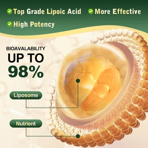 Vista 6 de 2 gotas líquidas R de ácido alfa lipoico de 600 mg – Suplemento ALA salvador de nervios para neuropatía para nervios, energía y apoyo al metabolismo