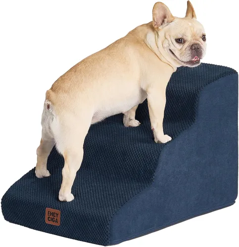 Vista 11 de EHEYCIGA Rampa curvada para escaleras para perros, camas altas de 4