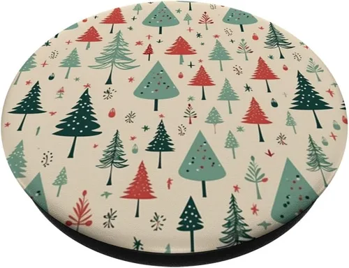 Vista 2 de PopSockets PopGrip estándar con patrón navideño vintage