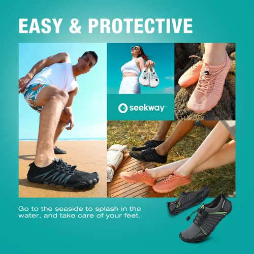 Vista 7 de SEEKWAY - Zapatos de agua unisex, de secado rápido, tipo calcetín y con sensación de pies descalzos para adultos ideales para playa, natación, río