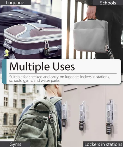 Vista 7 de Fosmon TSA Accepted Luggage Locks, 4 Pack, Resettable Multi-Use 4 Digit Combination Padlock, Zinc Alloy Shackle, Ideal for Travel Bag, Suitcase