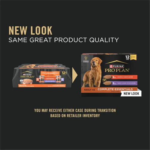 Vista 2 de Purina Pro Plan Alimento húmedo para perros, sin granos, paquete surtido de Esenciales Completos, platos principales de pollo y zanahorias y de pavo
